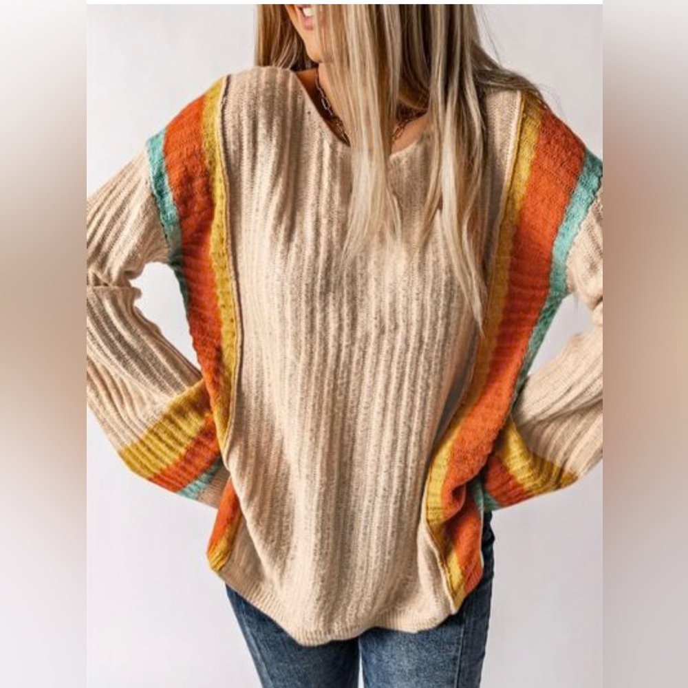 Dokotoo Womens 2025 Color Block Striped Lightweight Sweater - Picture 1 of 5
